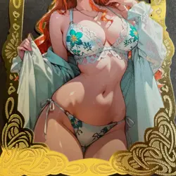 Goddess Story Gold METAL Card - Serial Number #/200! Anime Waifu Nami Bikini - Image 3