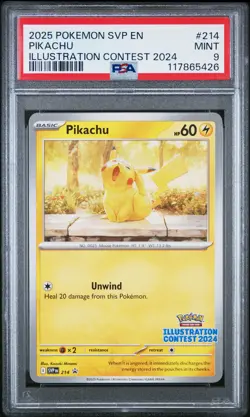 2025 POKEMON SVP EN-SV BLACK STAR PROMO ILLUSTRATION CONTEST 2024 PIKACHU PSA 9 - Image 1