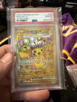 2024 POKEMON SSP EN-SURGING SPARKS HYPER RARE #247 PIKACHU EX PSA 10 - Image 1