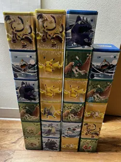 Pokemon TCG Lot - Empty Tins, Protector Sleeves, Markers, Dice, 33 Total Tins - Image 2