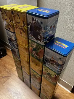 Pokemon TCG Lot - Empty Tins, Protector Sleeves, Markers, Dice, 33 Total Tins - Image 3