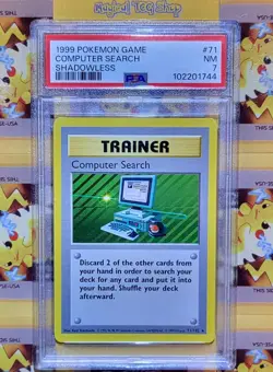 Pokemon Computer Search Base Set Shadowless Non-Holo Rare 71/102 PSA NM - Image 1