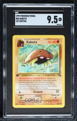 Kabuto 1st Ed. Pokemon Fossil SGC 9.5 Mint+ 1999 - Image 1