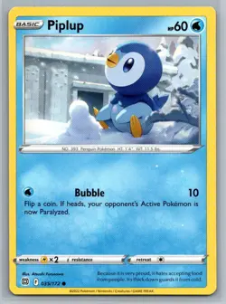 Piplup 35/172 Brilliant Stars Common Pokemon TCG 2022 - Image 1