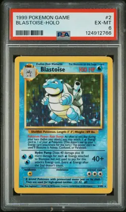1999 POKEMON BASE SET UNLIMITED #2 BLASTOISE-HOLO PSA 6 - Image 1