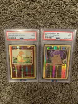 PSA 9 Mint Pikachu/Charmander 35/108 9/108 XY Evolutions Reverse Holo Pokemon - Image 1