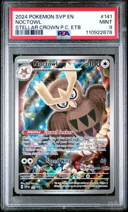 2024 POKEMON SVP EN-SV BLACK STAR PROMO POKEMON CENTER ETB #141 NOCTOWL PSA 9 - Image 1