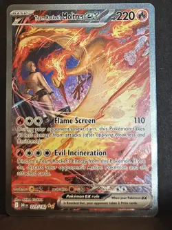 Pokemon TCG Team Rockets Moltres EX SIR Destined Rivals 229/182 Mint Condition - Image 1
