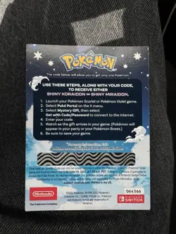 Pokemon Scarlet & Violet Shiny Koraidon / Miraidon Redeem Code UNSCRATCHED - Image 2