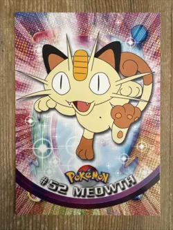 Meowth #52 2000 Topps Pokemon TV Animation Series Black Logo Non-Holo LP - Image 1