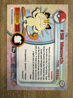 Meowth #52 2000 Topps Pokemon TV Animation Series Black Logo Non-Holo LP - Image 2