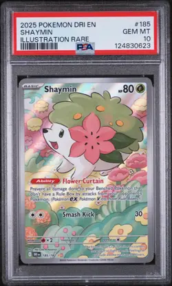 Shaymin Illustration Rare Pokemon Dri En-Destined Rivals 185 NM PSA 10 - Image 1