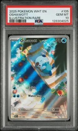 2025 POKEMON WHT EN-WHITE FLARE 105 OSHAWOTT ILLUSTRATION RARE - PSA 10 - Image 1