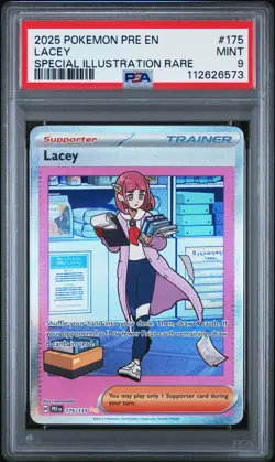2025 POKEMON PRE EN-PRISMATIC EVOLUTIONS SPECIAL ILLUSTRATION RARE LACEY PSA 9 - Image 1