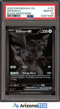 Pokemon 2025 Zekrom ex 172/086 Black White Rare Black Bolt GEM MINT PSA 10 - Image 1