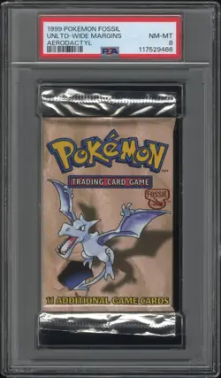 1999 POKEMON FOSSIL PACK UNLIMITED-WIDE MARGINS-AERODACTYL FOIL PSA 8 - Image 1