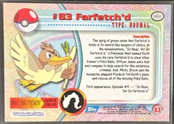 Pokemon 2000 Topps Pokemon TV Animation Edition Series 2 #83 Farfetch'd Card - Image 2
