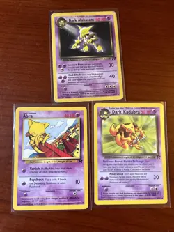 Pokemon TCG 2000 Dark Team Rocket Evolution Line Abra Kadabra Alakazam Vintage - Image 1