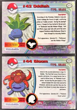 Pokemon 1999 Topps TV Animation Oddish #43 & Gloom #44 Series 1 Red Logo - Image 2