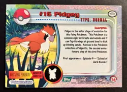 Pokemon Topps Pidgey #16 - 1999 TV Animation Series 1 Green Logo - Image 2