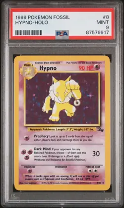 PSA 9 Hypno - Fossil Unlimited #8 Holo Rare - Pokemon WoTC - Image 1