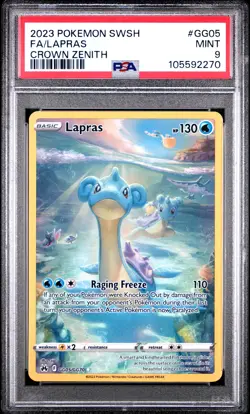 2023 POKEMON SWORD & SHIELD CROWN ZENITH #GG05 FULL ART/LAPRAS PSA 9 - Image 1
