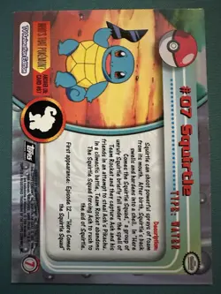 SQUIRTLE #07 - BLACK Logo - Non-Holo - SERIES 1 - TOPPS POKEMON CARD - Image 2