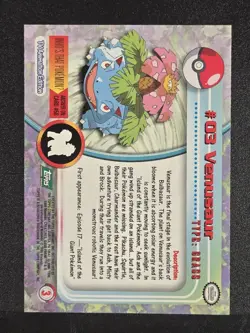 1999 Topps Pokemon TV Animation Edition #03 Venusaur Black Logo - Image 2