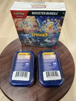 Pokemon Surging Sparks Booster Bundle TCG 6 packs sealed , + 2 tins from 2019 🔥 - Image 2