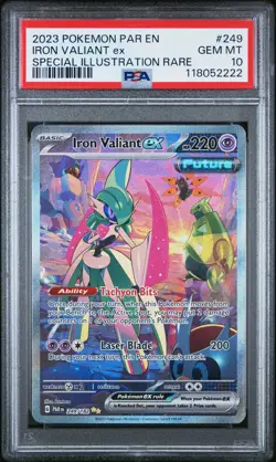 2023 POKEMON PAR EN-PARADOX RIFT #249 IRON VALIANT EX PSA 10 - Image 1