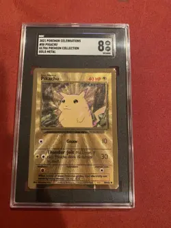 2021 Pokemon Celebrations Ultra Premium Collection Gold Metal #4 Pikachu SGC 8 - Image 1