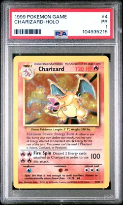 PSA 1 Charizard Base Set Holo 4/102 Pokemon 1999 - Image 1