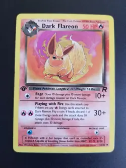 1st Edition Dark Flareon 35/82 Pokemon Team Rocket Non Holo Uncommon - Image 1
