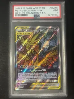 2019 POKEMON HIDDEN FATES ETB FULL ART/MOLTRES & ZAPDOS & ARTICUNO GX PSA 9 - Image 1