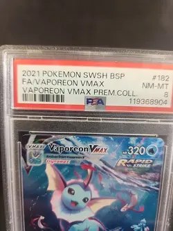 2021 POKEMON BLACK STAR PROMO #SWSH182 VAPOREON VMAX FA PREMIUM COLLECTION PSA 8 - Image 2