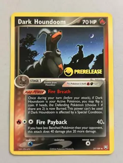 Pokemon Dark Houndoom 37/109 Team Rocket Returns Prerelease Promo - Image 1