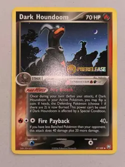 Pokemon Dark Houndoom 37/109 Team Rocket Returns Prerelease Promo - Image 2