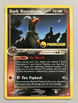 Pokemon Dark Houndoom 37/109 Team Rocket Returns Prerelease Promo - Image 3