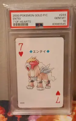 PSA 10/9 ENTEI, RAIKOU, SUICUNE 2000 Japanese GOLD SILVER Playing Cards Pokemon - Image 4