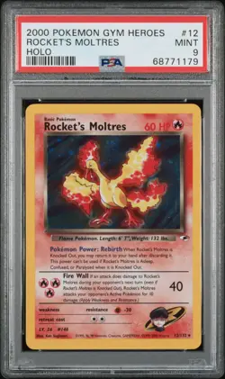 2000 POKEMON GYM HEROES ROCKET'S MOLTRES HOLO #12 PSA 9 - Image 1