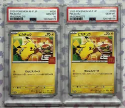 PSA10 2x Pikachu 020/M-P McDonald's Promo Pokemon Card 2Pcs Sequential Number UK - Image 1