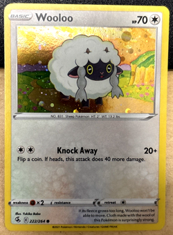 Pokemon Sword & Shield Fusion Strike 222 / 264 Wooloo COMMON Cosmos Holo - Image 1