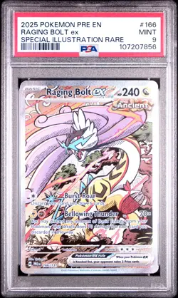 2025 POKEMON PRE EN-PRISMATIC EVOLUTIONS #166 RAGING BOLT EX PSA 9 - Image 1
