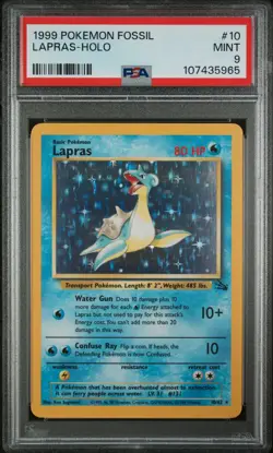 1999 Pokemon Fossil Lapras Holo #10 PSA 9 MINT - Image 1