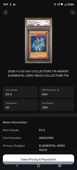 2006 YU-GI-OH! COLLECTORS TIN #EN001 ELEMENTAL HERO NEOS COLLECTORS TIN PSA 5 - Image 3