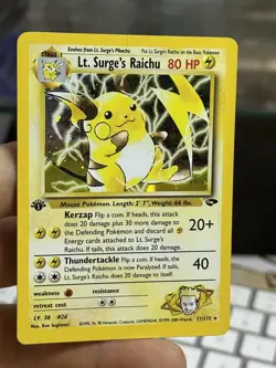 1st Edition Lt. Surge's Raichu 11/132 Gym Challenge 2000 Holo Rare WOTC Pokemon - Image 3