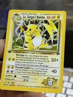 1st Edition Lt. Surge's Raichu 11/132 Gym Challenge 2000 Holo Rare WOTC Pokemon - Image 4