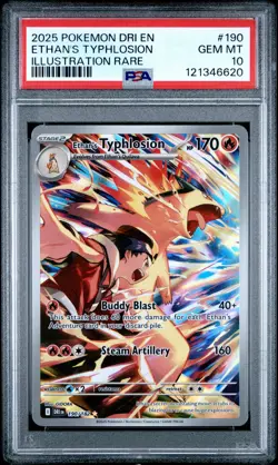 2025 POKEMON DRI EN-DESTINED RIVALS ILLUSTRATION RARE ETHAN'S TYPHLOSION PSA 10 - Image 1