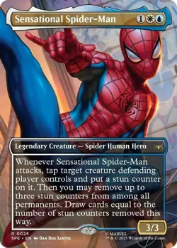 Light Play, English MTG Foil Sensational Spider-Man - Foil - Borderless Marvel's - Image 1