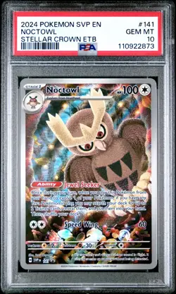 2024 POKEMON STELLAR CROWN ETB PROMO SVP EN 141 NOCTOWL PSA 10 - Image 1